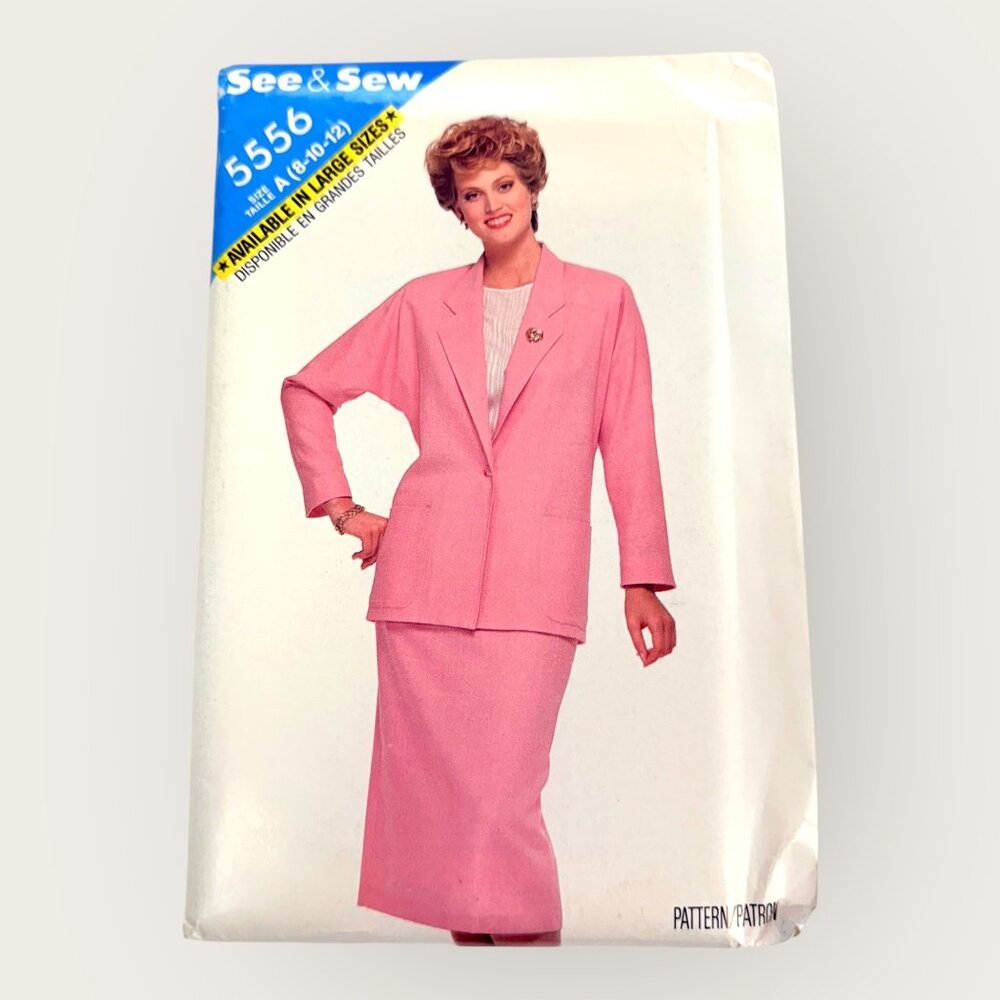Vintage 1980s Butterick Sewing Pattern 5556 Jacket Skirt Size 8-12